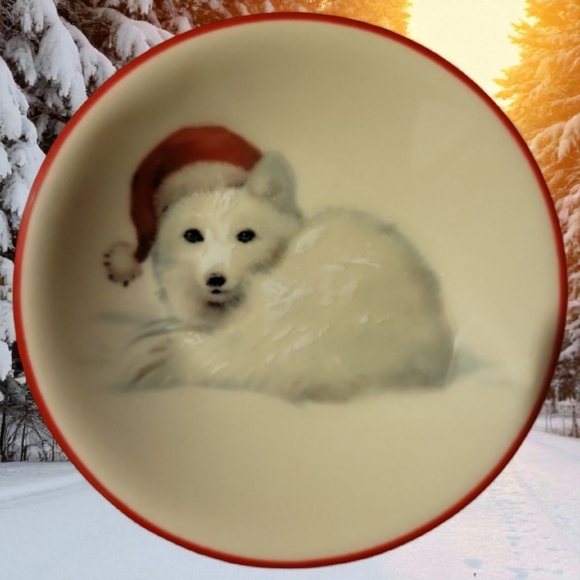 Creative Co-Op Other - Vtg Tiny Collector's Plate Dish Bowl Artic Fox Sauce Dip Wasabi Hors d'oeuvre